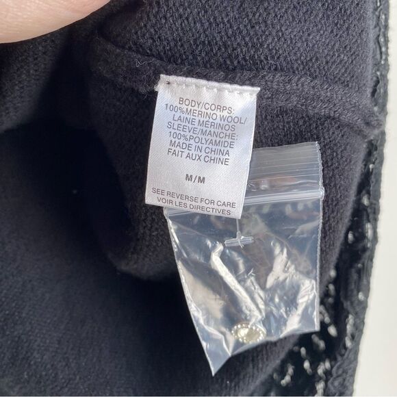 Cami NYC Lita Open-Knit Lace Sleeve 100% Merino Wool Cardigan Sweater - Picture 3 of 6